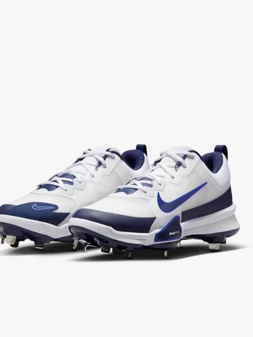 Nike Kids White and Navy Blue Baseball Cleats